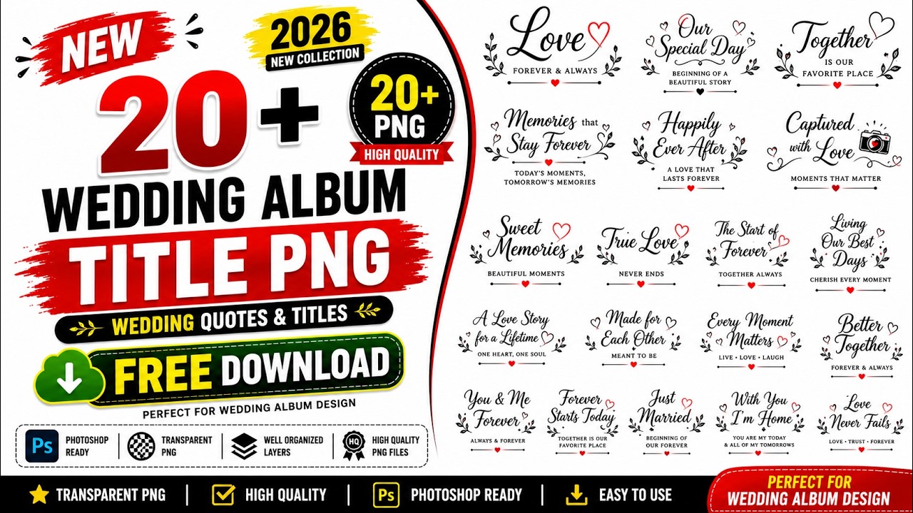 free Titles Psd Cliparts For Wedding Album Designs psd