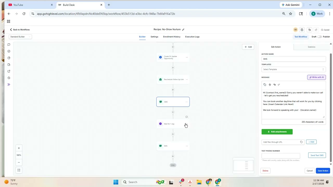 Setting up a No Show Automation Sequence
