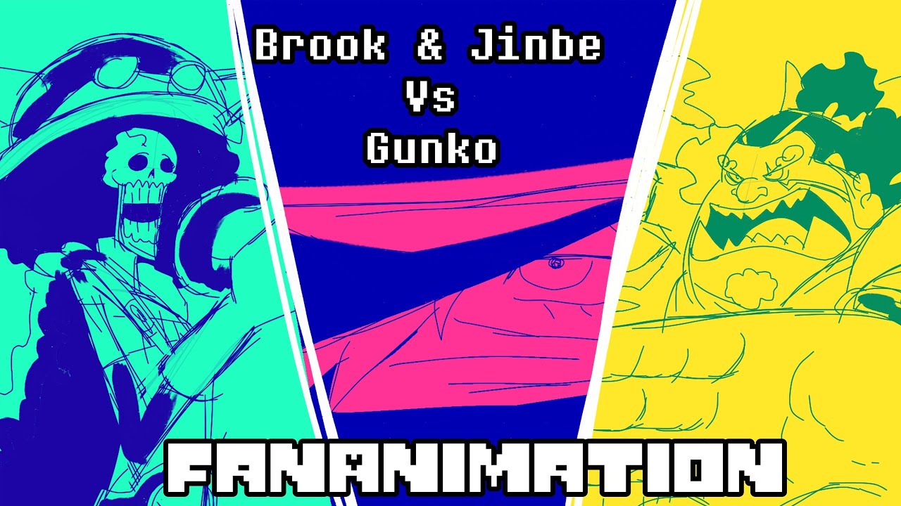One piece manga spoilers! Brook and Jinbe vs Gunko animated