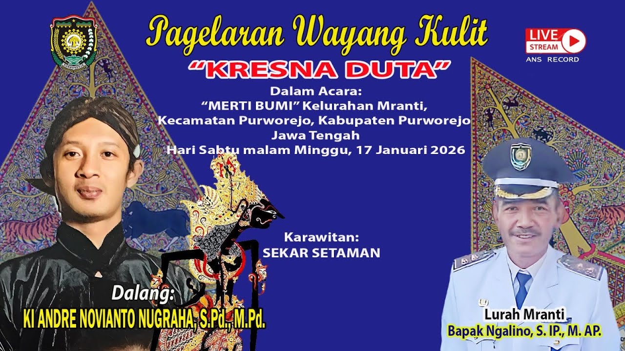 LIVE WAYANG KULIT KI ANDRE NOVIANTO NUGRAHA, S.Pd., M.Pd. Lakon KRESNA DUTA //MERTI BUMI MRANTI 2026