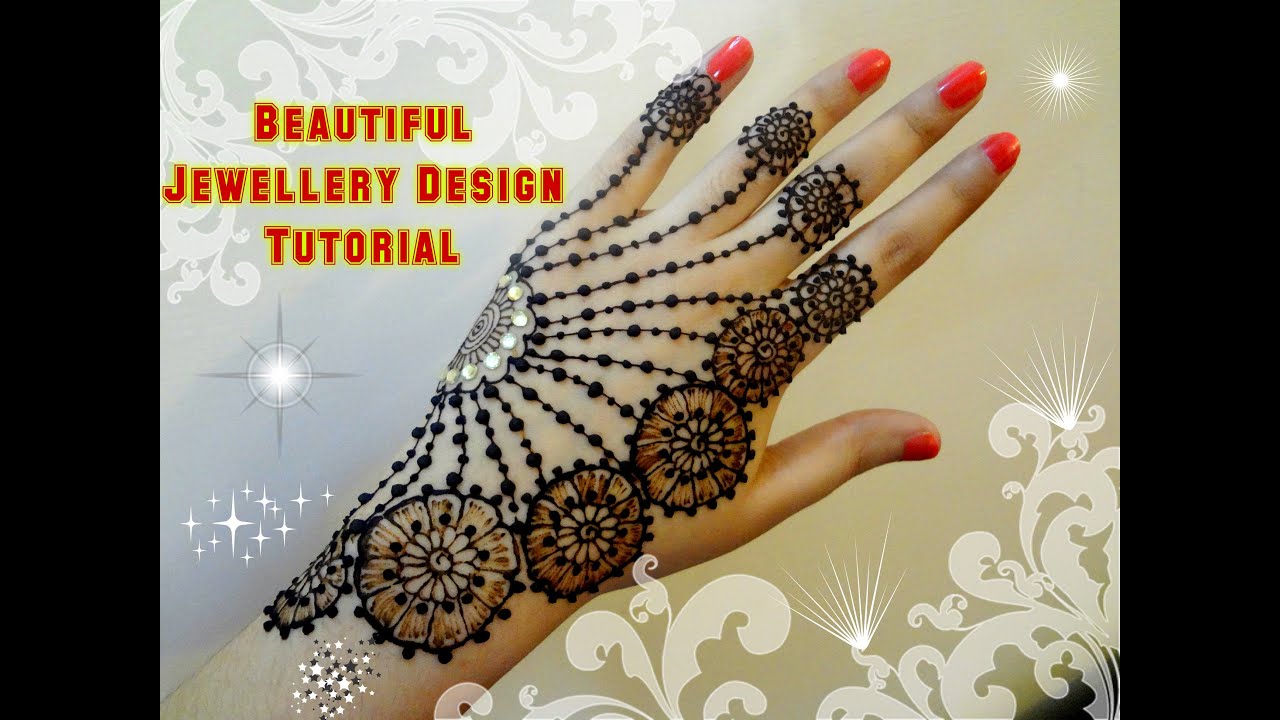How to apply beautiful jewellery ornamental henna mehndi designs for hands tutorial eid 2017