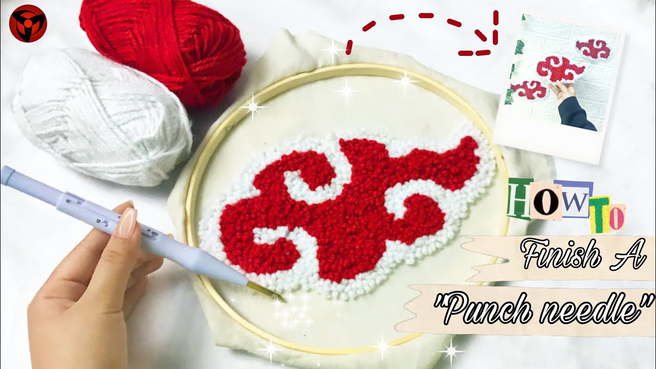 How To Finish A Punch Needle Project / اسهل طريقه لتقفيل كوستر بابره النفاش او الابره الشرقيه