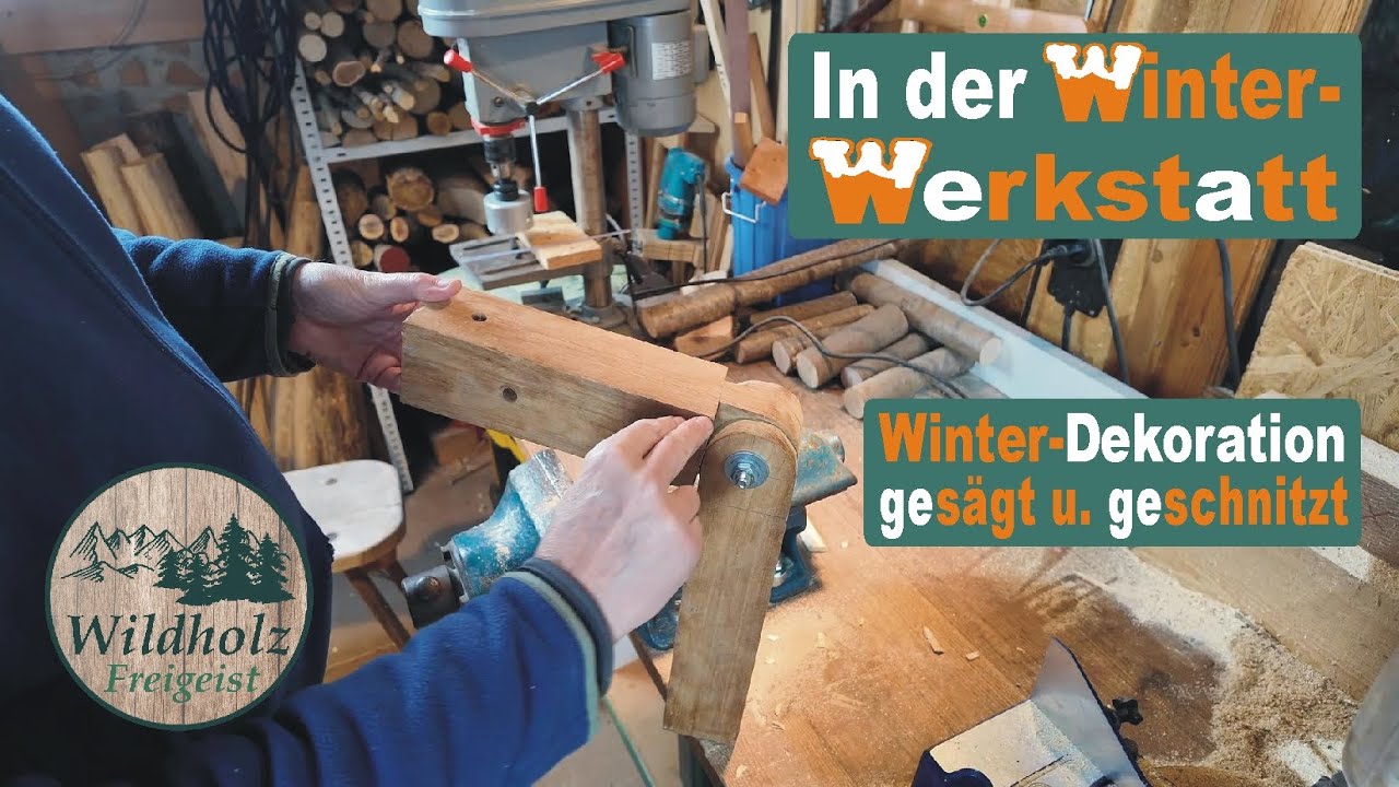 Winterdeko 01 - Ein Schneemann gesägt und geschnitzt