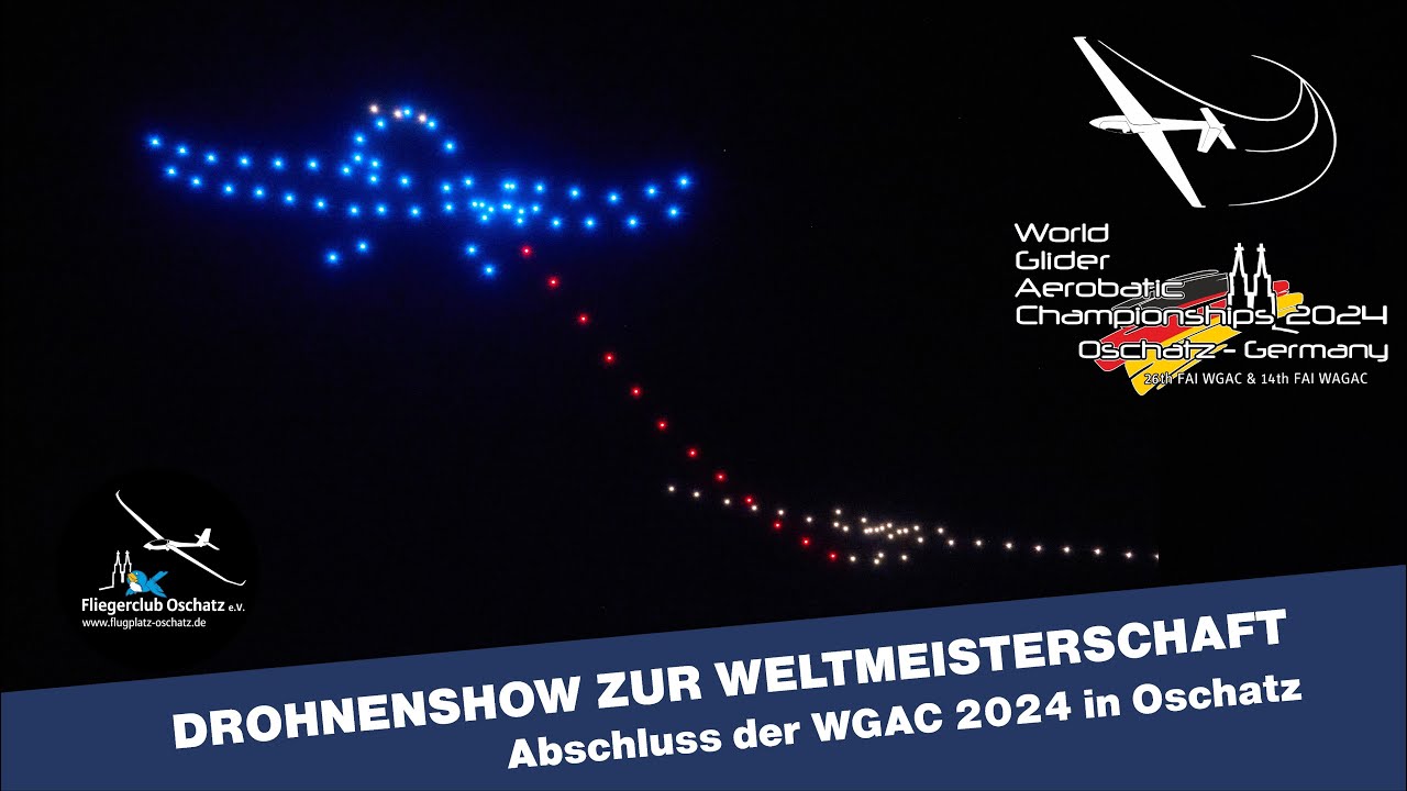 Drohnenshow bei den Weltmeisterschaften im Segelkunstflug in Oschatz / Droneshow at the WGAC 2024