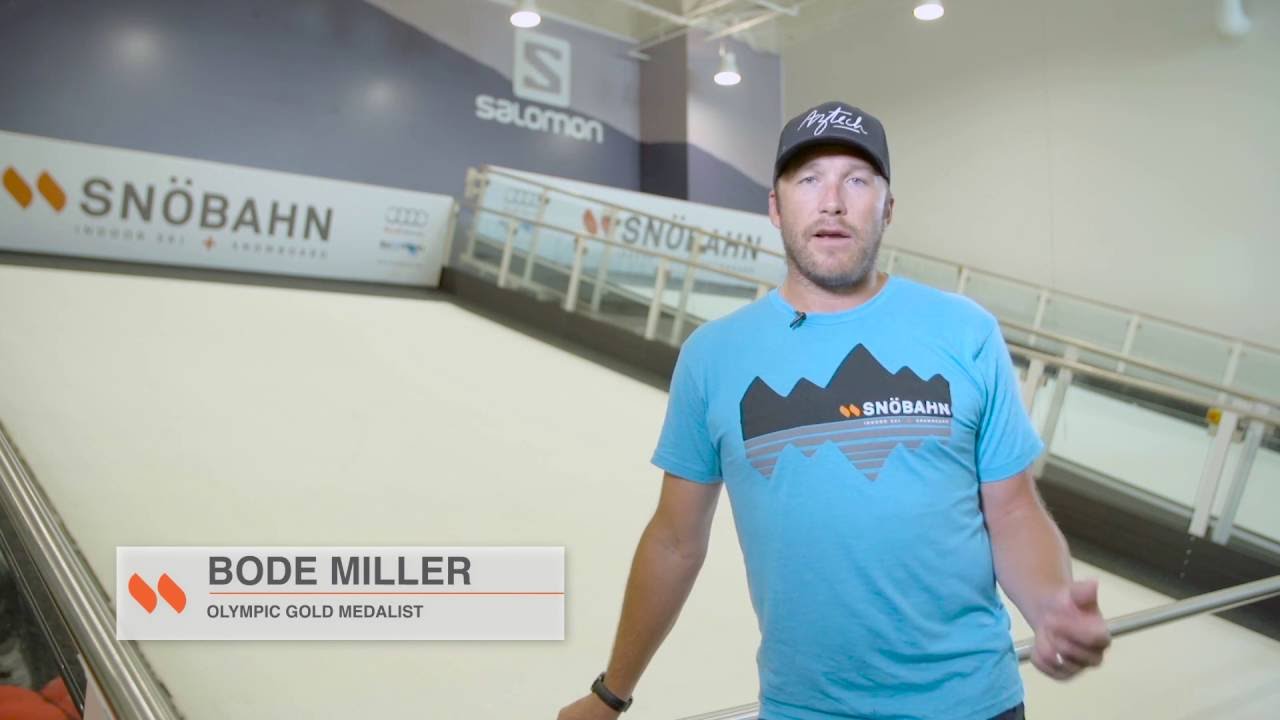 Bode Miller skiing indoors at SNÖBAHN