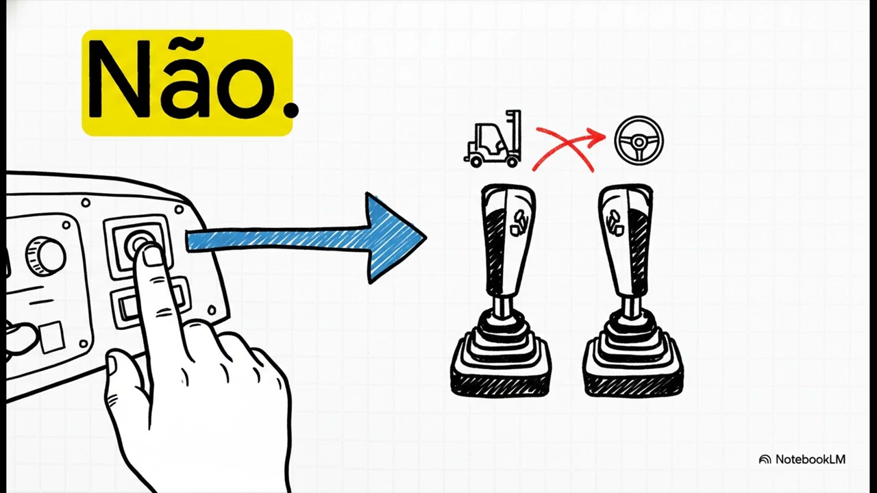 Comandos da Mini Carregadeira: Pedais, Alavancas e Joystick (ISO)