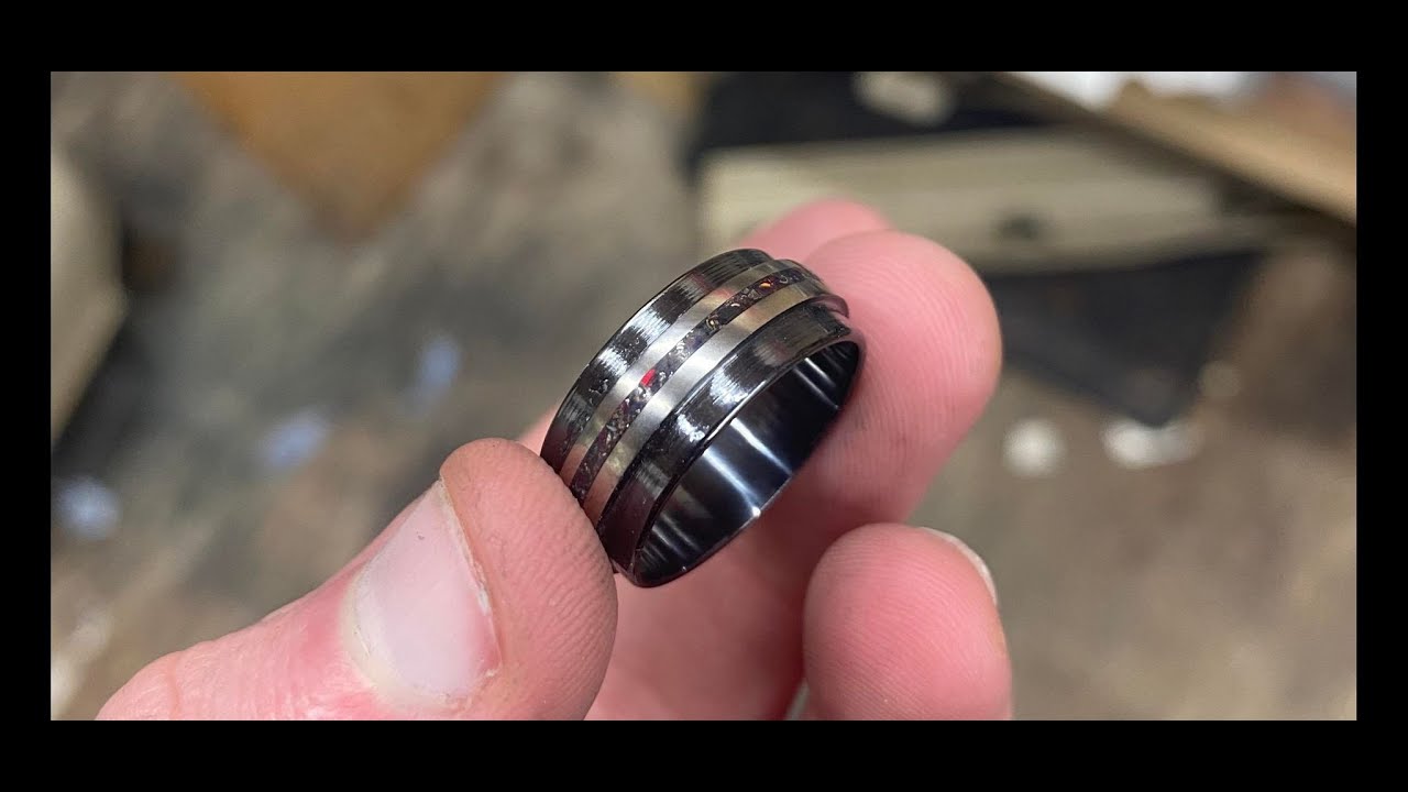 Black Titanium Meteorite Ring