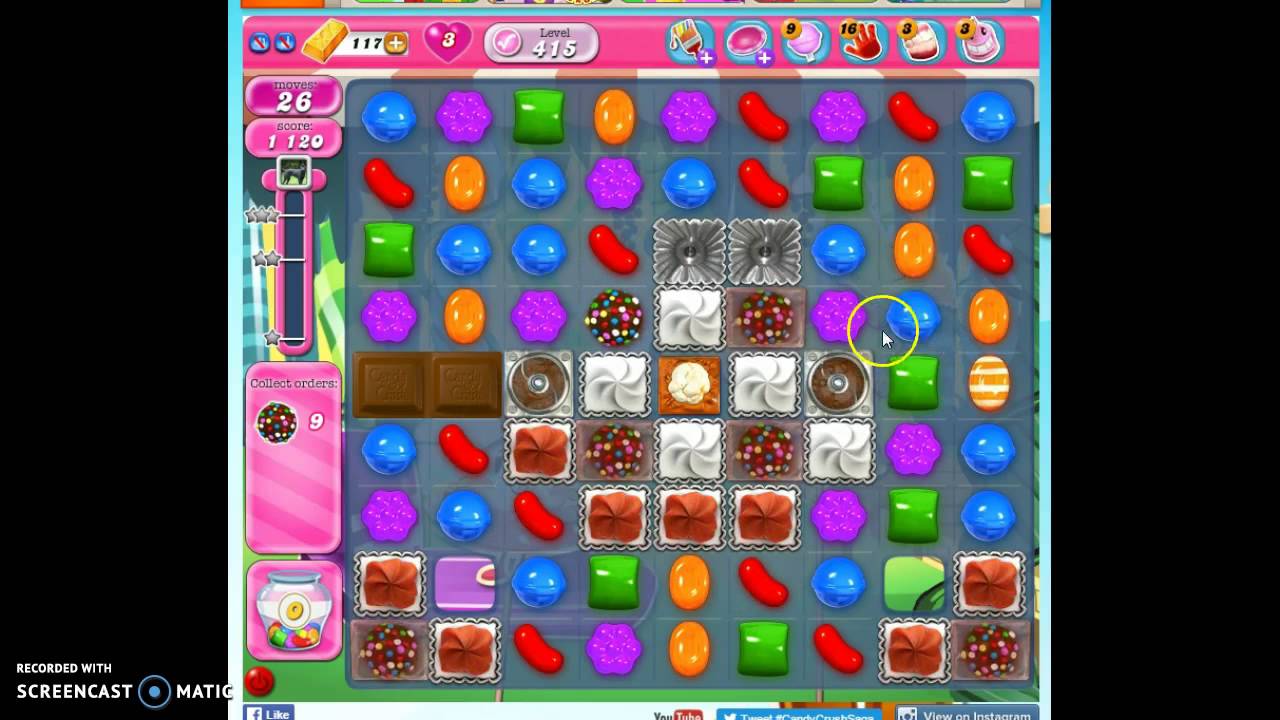Candy Crush Level 415 w/audio tips, hints, tricks
