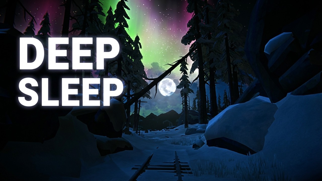 fall asleep music | Moonlit snow and dancing lights relax sound