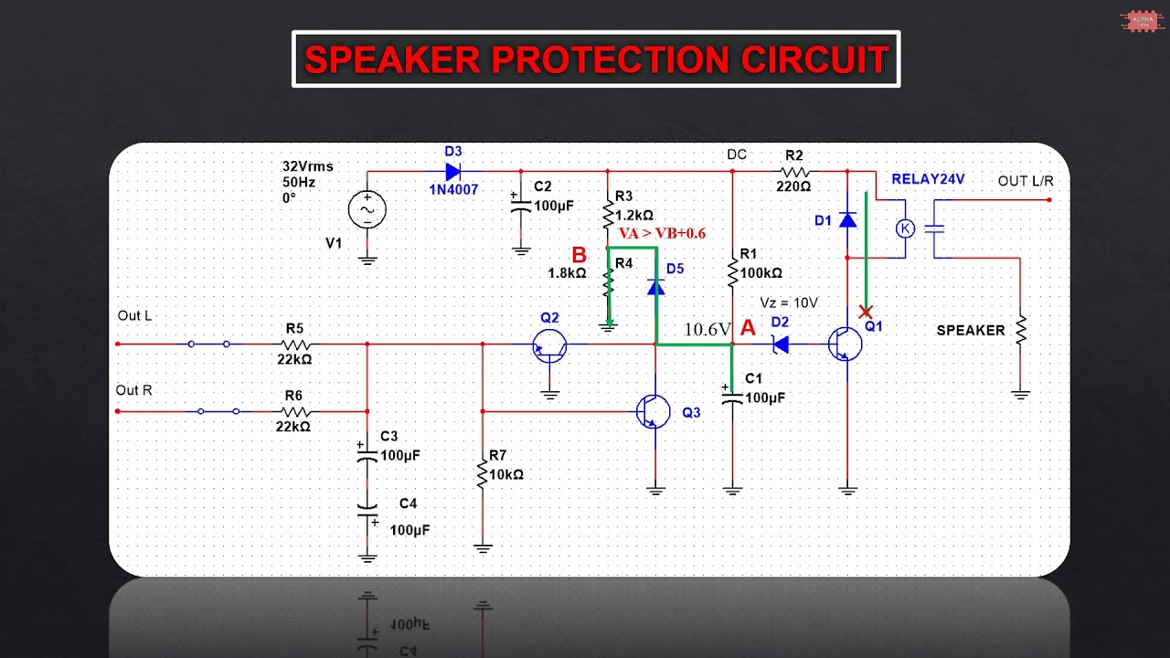 Audio circuit amplifier| DC speaker protection circuit explained Part I | ALPHA Lab