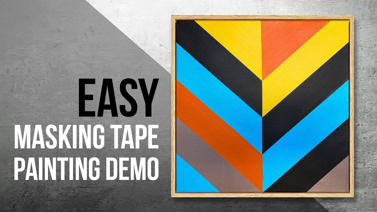 EASY Masking Tape Chevron Painting Demo / 4K Modern Art Demonstration / 082