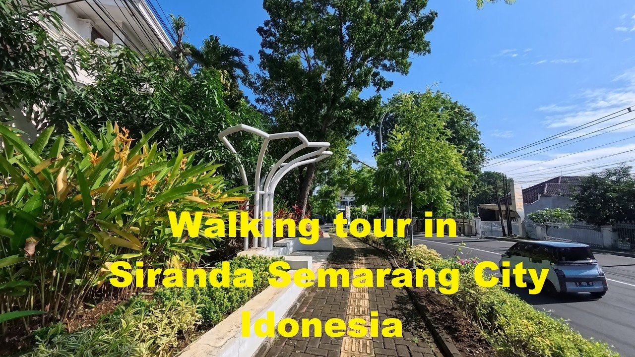4K~ Walking tour along Siranda Sidewalk, Semarang, Indonesia