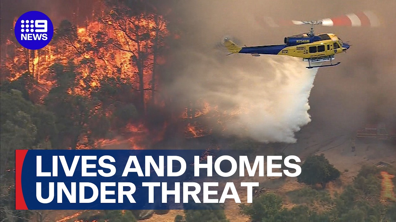 Out-of-control bushfire puts lives and homes under threat in Perth | 9 News Australia