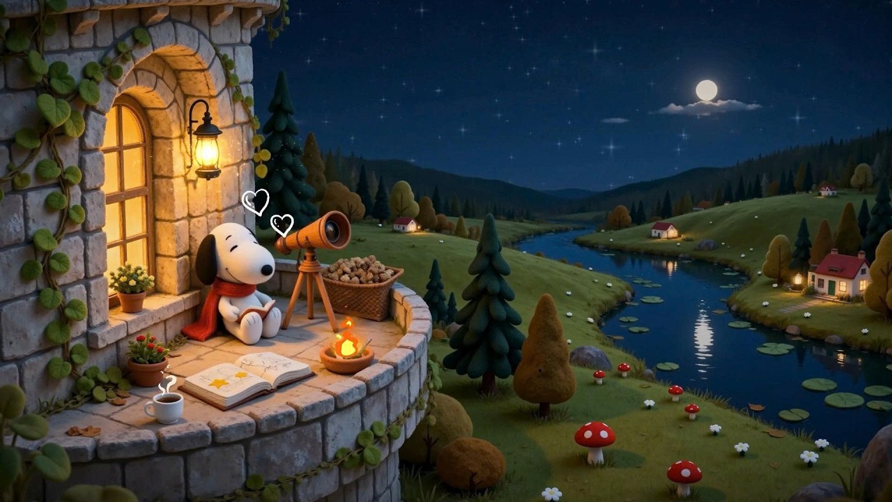 Snoopy’s Cozy Chill Corner in a Vintage Castle 🌿 Lofi Chill Music & Crackling Fire for Study & Relax