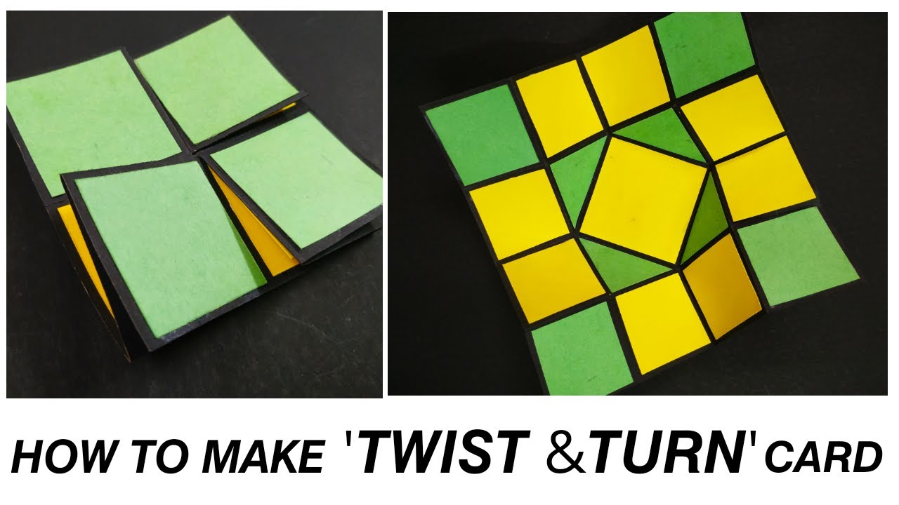 HOW TO MAKE TWIST & TURN CARD | SQUARE FOLD CARDS | EASY HANDMADE CARDS | RISHIKA CRAFTS!
