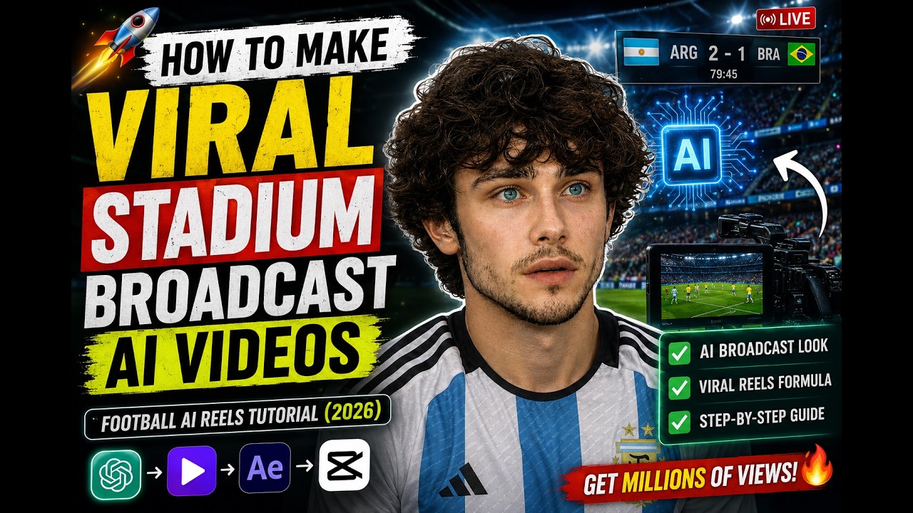 🚀 How To Make Viral Stadium Broadcast AI Videos | Football AI Reels Tutorial (2026)