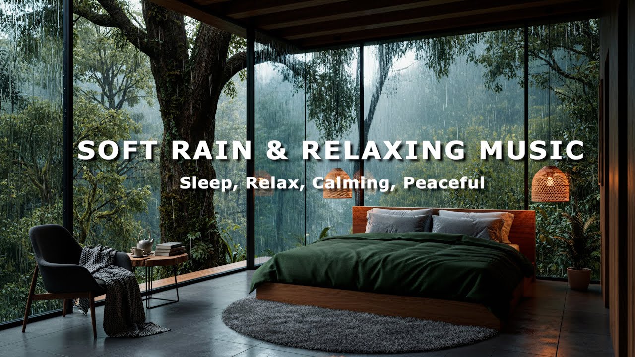 Relaxing Sleep Music for Insomnia - Warm Bedroom on Rainy Day for Stress Relief, Anxiety, Meditation