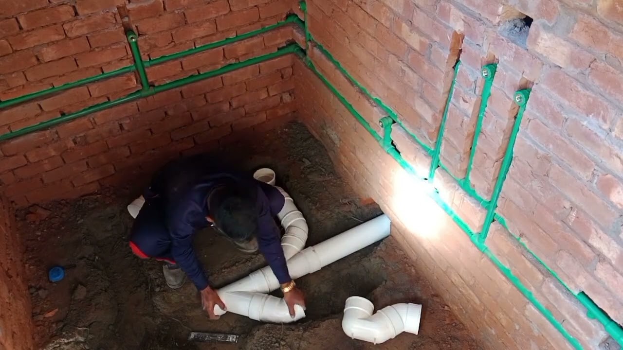 Easy way to install sewer pipe in washroom