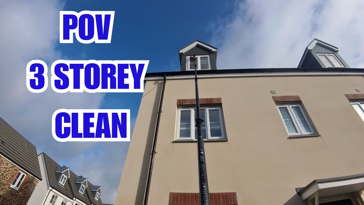 POV Window Cleaning a 3 Storey Townhouse | Real Time Chat & Music
