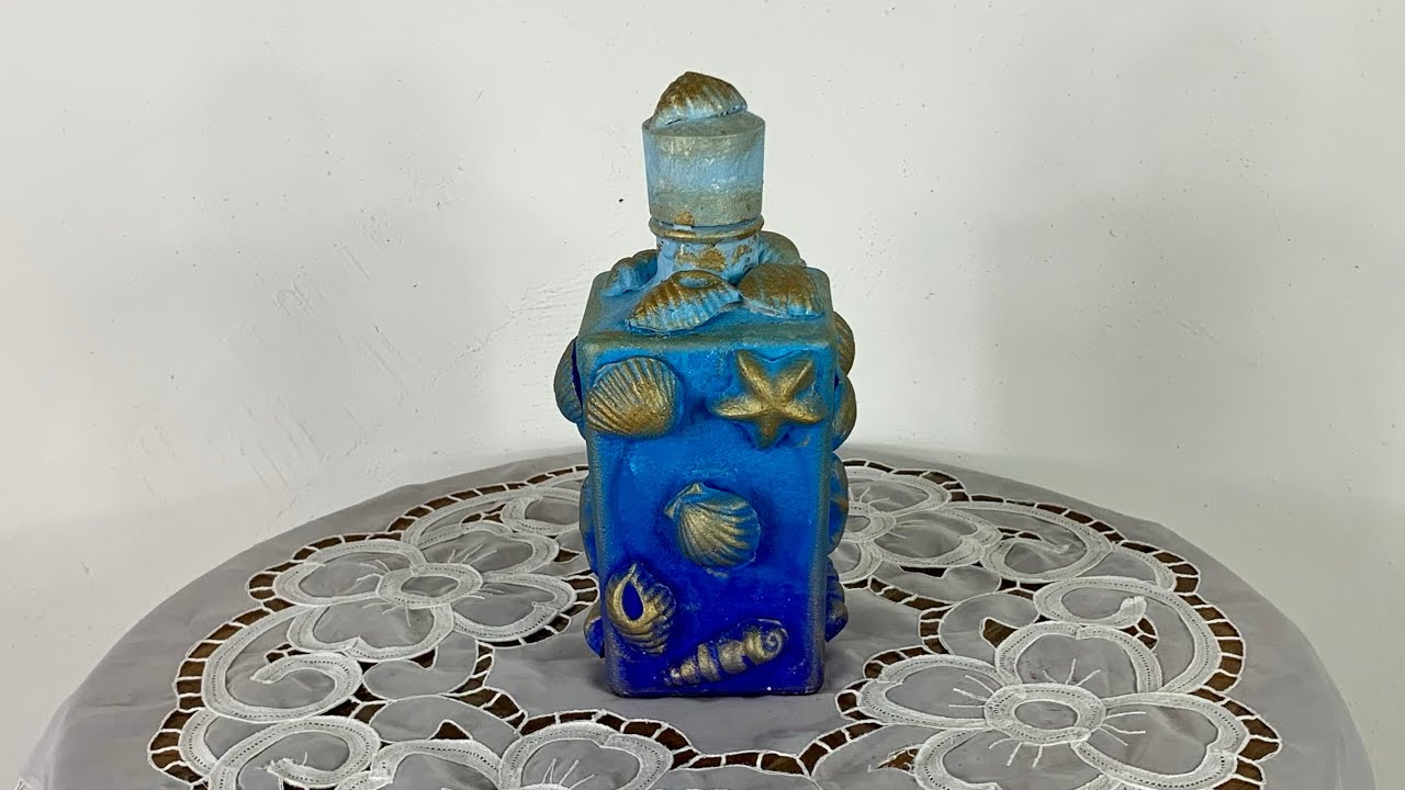 Botella Marina DIY, Manualidades fáciles, Artesanato, Decoupage, Craquelado