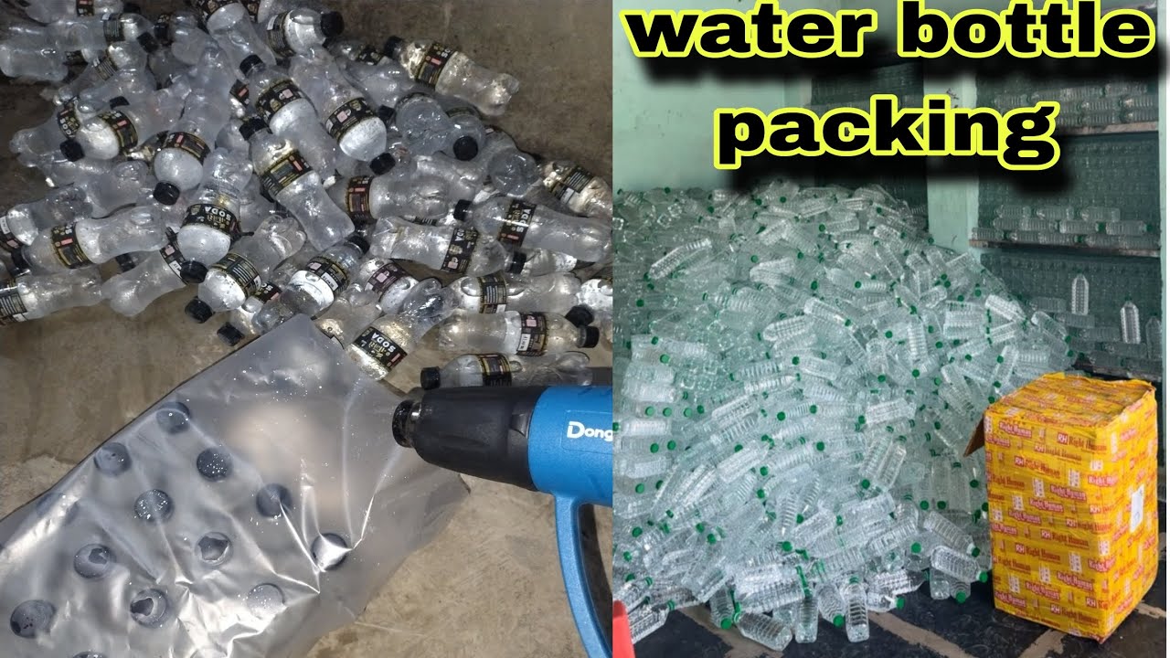 Shrink LD packing plastic |  manual water bottle packing #shrinkwrap #waterbottling #sodabottle 