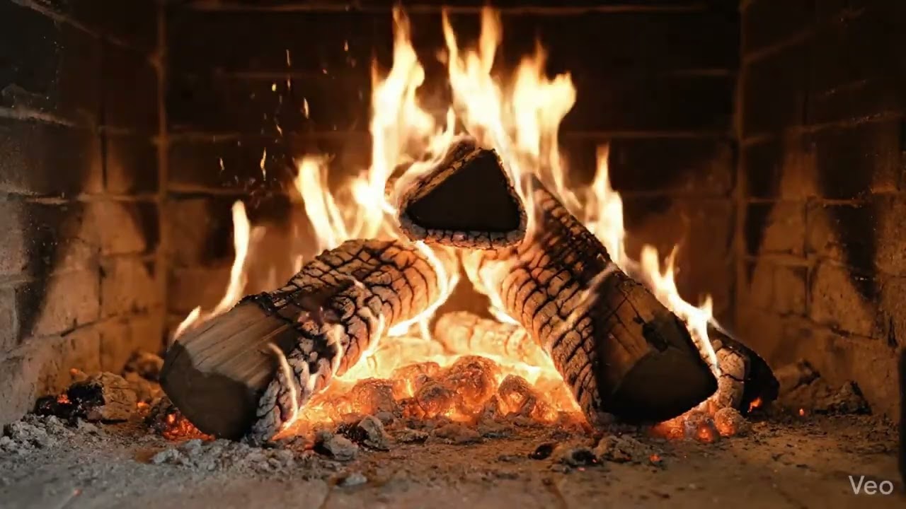 Relaxing by the warm fireplace