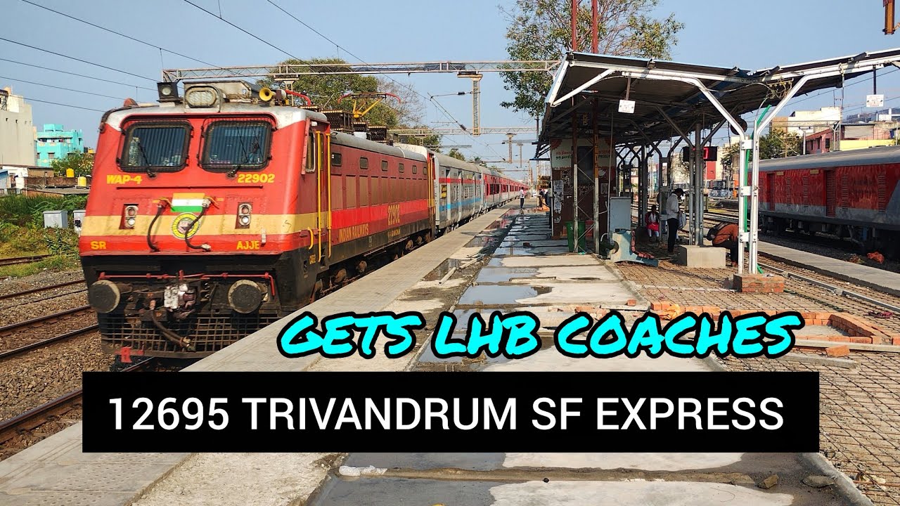 FIRST RUN OF 12695 CHENNAI - TRIVANDRUM SF EXPRESS WITH LHB COACHES || TWIN TONE HONKING AJJ WAP4 