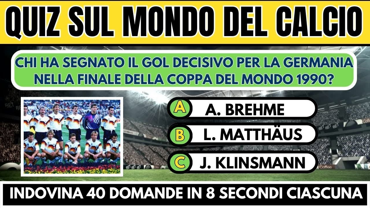 QUIZ sul mondo del calcio | Indovina 40 domande IN 8 SECONDI ! QUIZ CALCIO