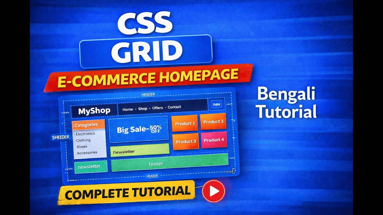 CSS Grid Layout Complete Tutorial | Basic to Advanced Concepts (Bengali Tutorial)