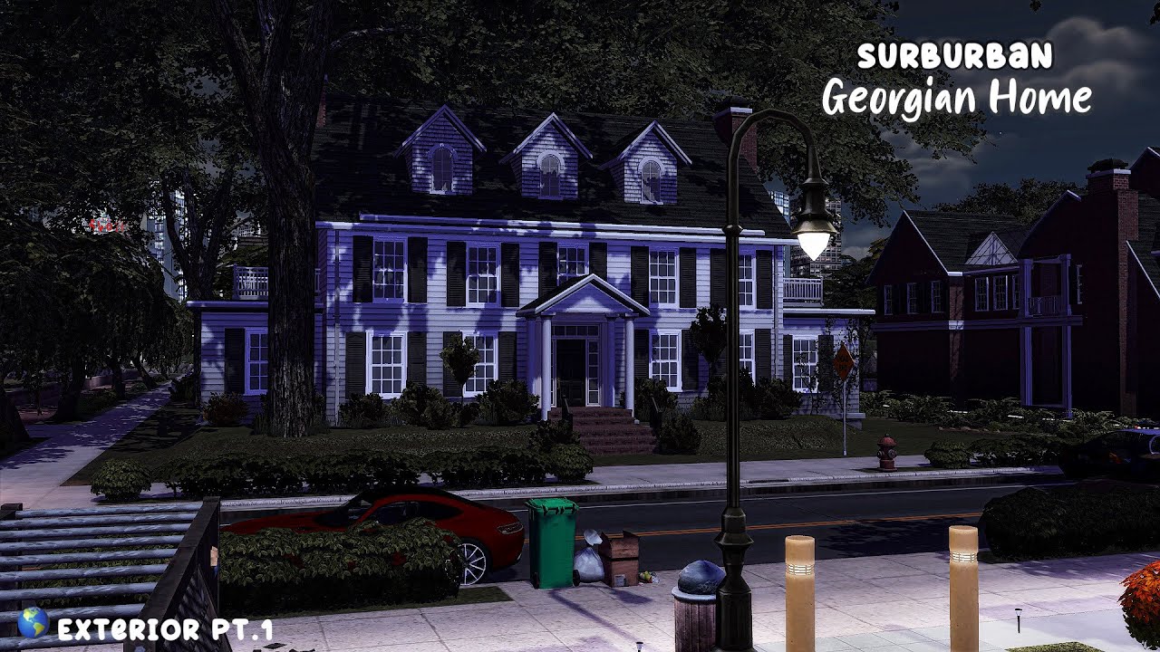 🏡Suburban Georgian Home [EXTERIOR-LAYOUT PT.1] | Sims 4 CC Speed Build | No Commentary | The Sims 4