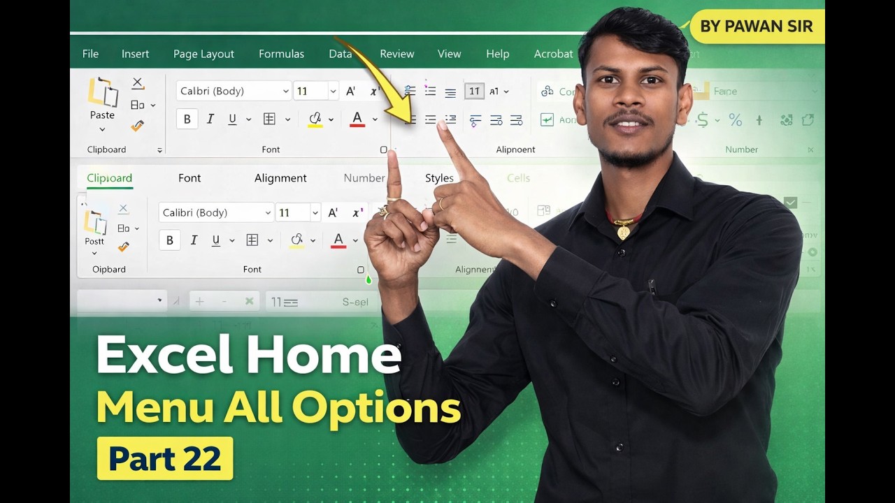 Excel Home Menu Full Tutorial | सभी Options आसान भाषा में | Part 22 | By Pawan Sir #excel #microsoft