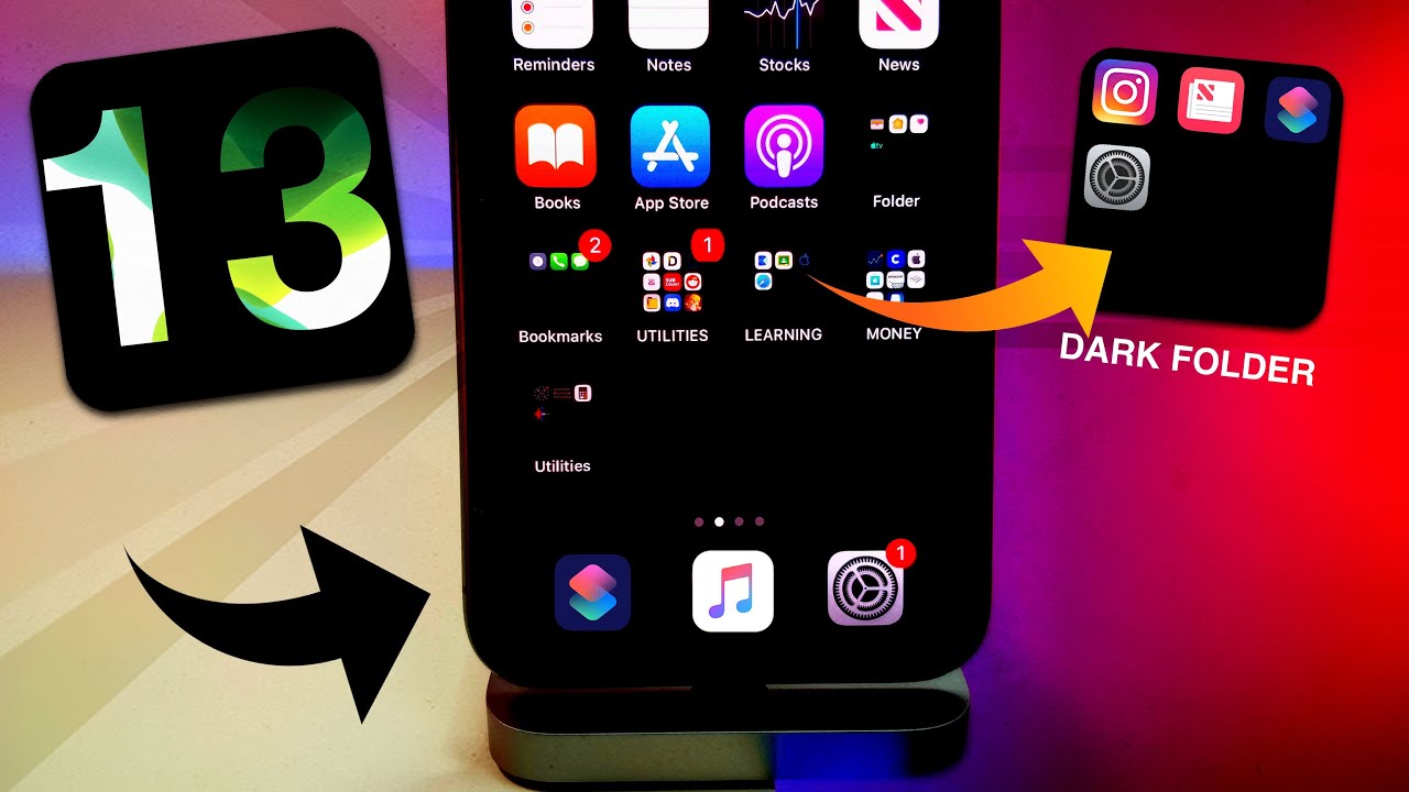IOS 13 BLACK DOCK + FOLDER GLITCH TO MAKE YOUR HOME SCREEN EPIC! / REMOVE DOCK IOS 13 GLITCH