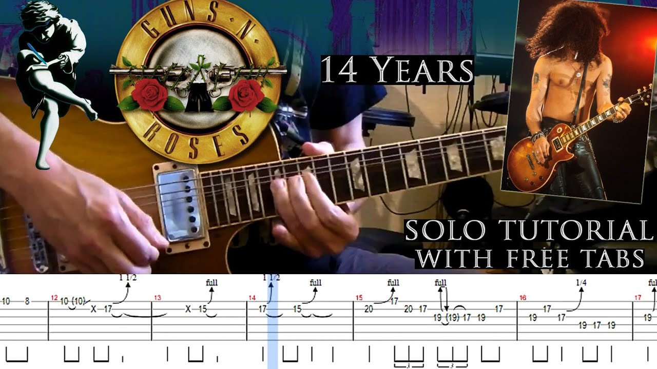 Guns N' Roses - 14 Years guitar solo lesson (with tablatures and backing tracks)
