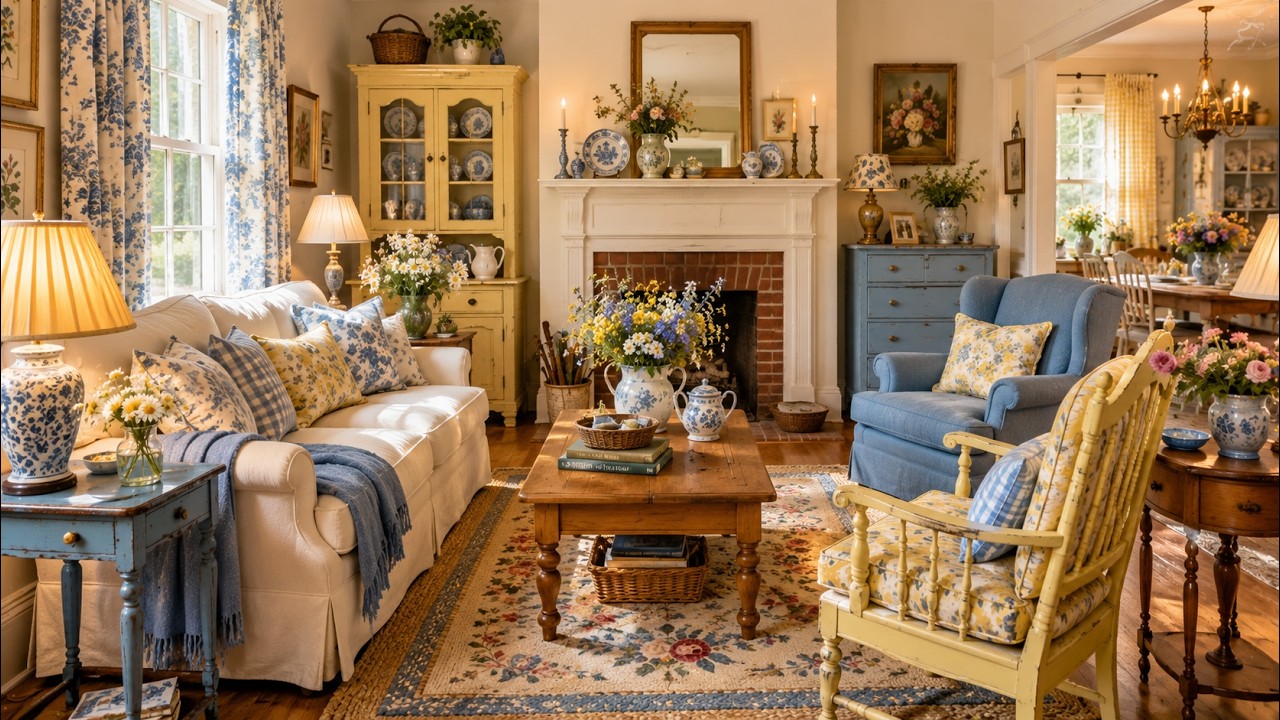 Colorful Cottage Home Tour 🌼 Butter Yellow, French Blue & Cheerful Vintage Finds