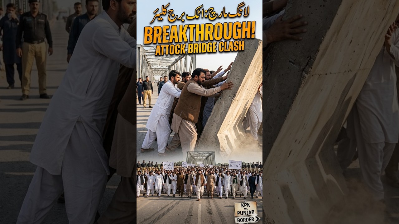 Protesters Remove Barriers at Attock Bridge Ahead of Long March | لانگ مارچ: اٹک برج کلیئر