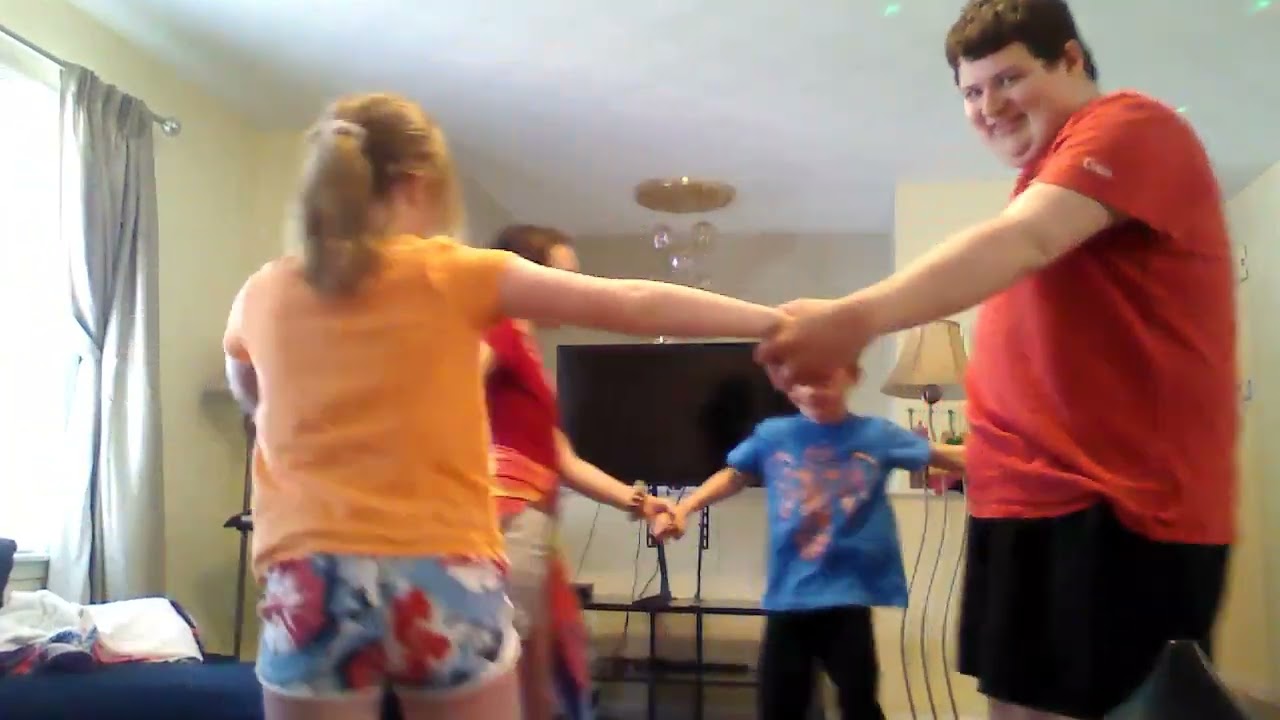 Joey Charlotte's friends playing ring around Rosie playing to each other fall down