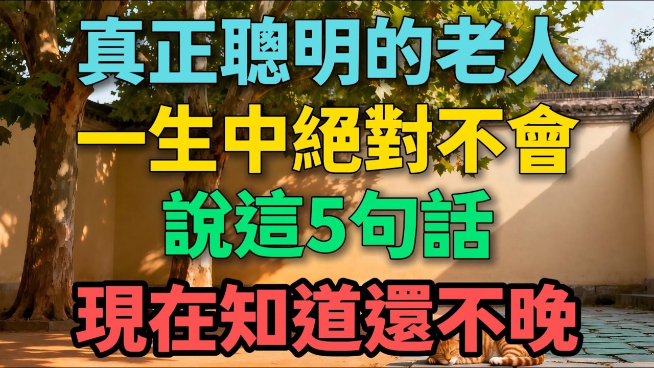 真正聰明的老人，一生中絕對不會說這5句話，現在知道還不晚！【晚晴拾光】#晚年生活 #人生智慧 #家庭關係 #退休生活 #情感故事 #為人處世 #親子關係 #自我成長