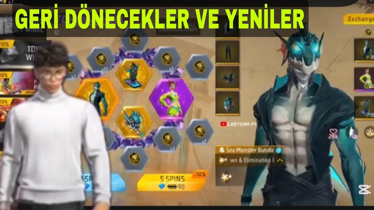 YENİ ŞANS ÇARKILARI SİYAH VE BEYAZ KAZAK YENİ TRAGON YENİ KOSTÜM PAKETLERİ VE DAHA FAZLASI #freefire