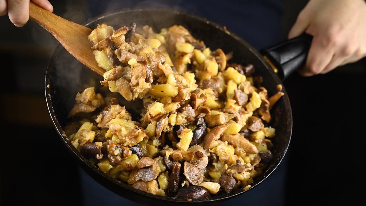 Как правильно жарить картошку с грибами. Жареха с грибами так вкусно!