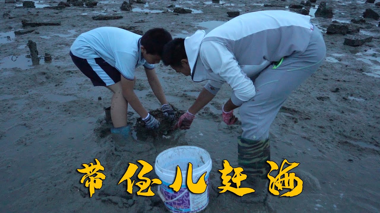 阿烽带侄儿赶海抓螃蟹，抓到螃蟹又抓到章鱼，侄儿有口福了