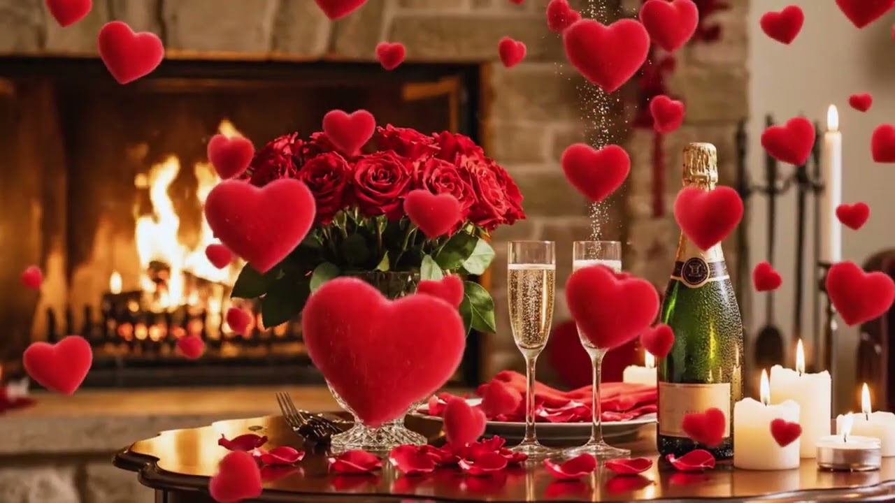 Romantic Valentine's Day Background | Heart Particles & Soft Music (1080 HD Event Backdrop)