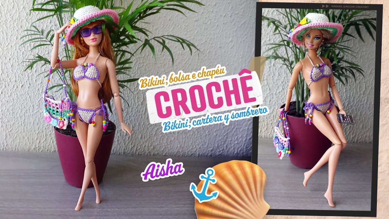 Roupa de praia em crochê para Barbie ⚓ Aisha