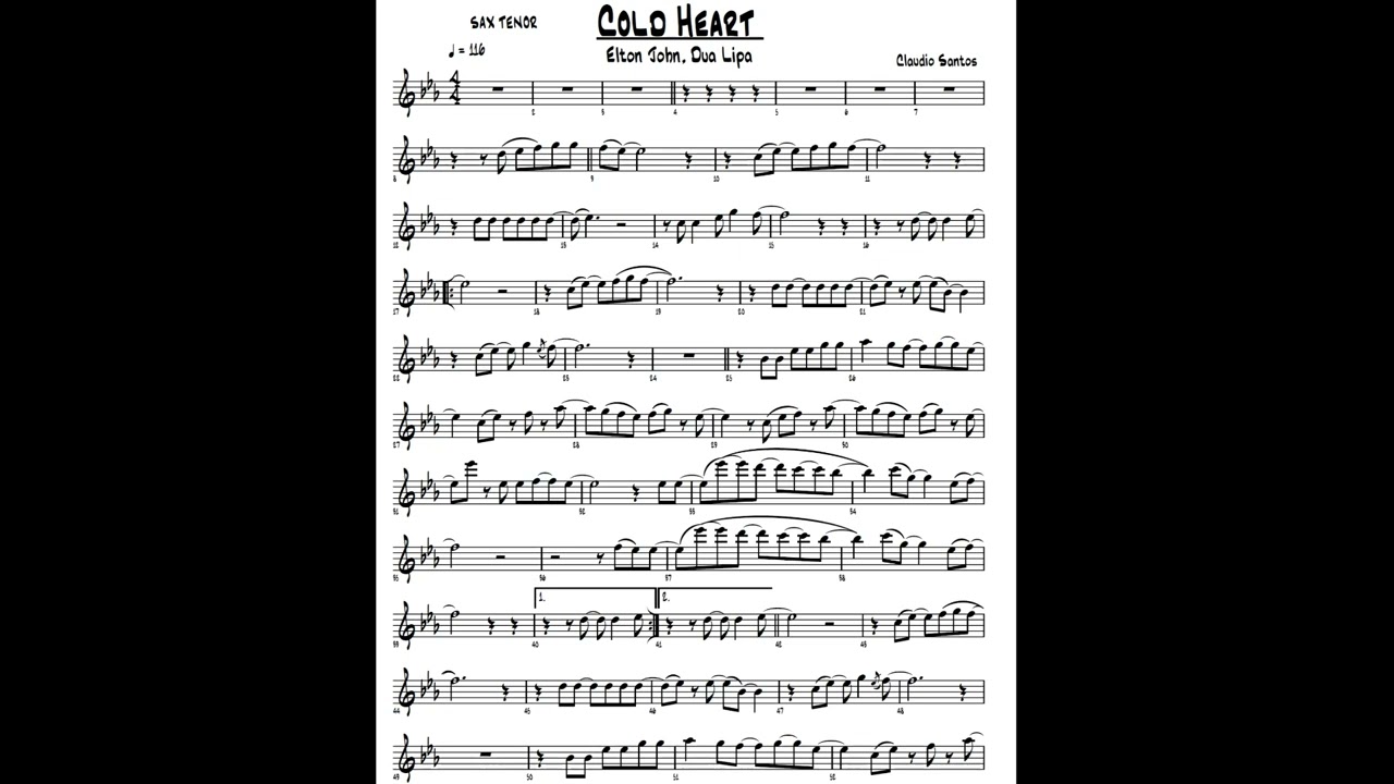 Cold Heart- Elton John & Dua Lipa Partitura Sax tenor Sheet Music