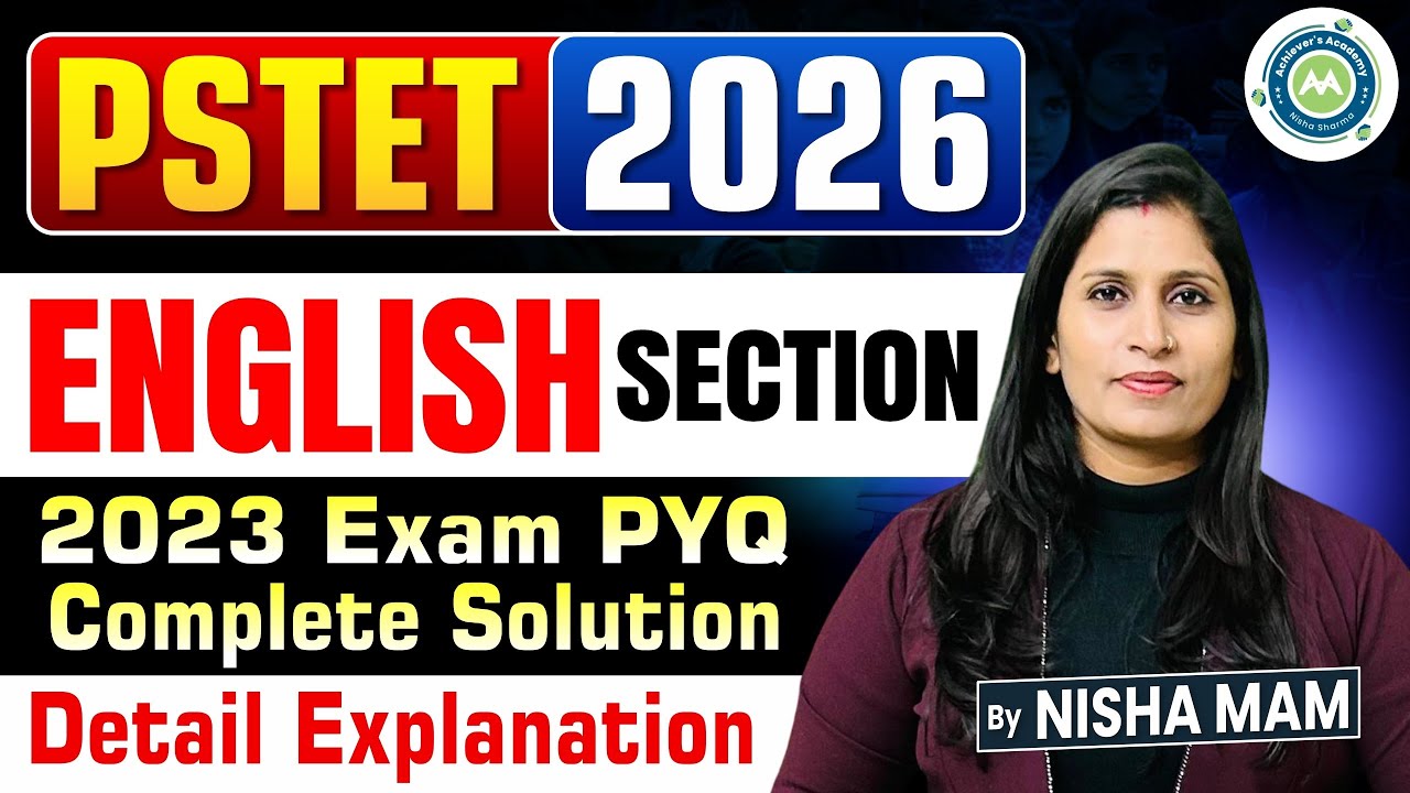 PStet Previous Year Paper Solution Class-2 English language By Nisha Sharma Achievers academy