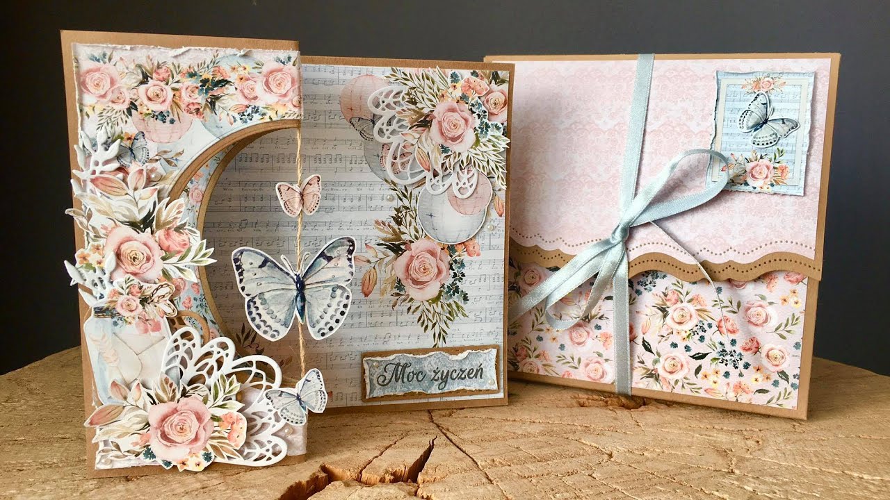 Kartka z ruchomymi motylami (Z-Fold Spinner Card) - Scrapbooking