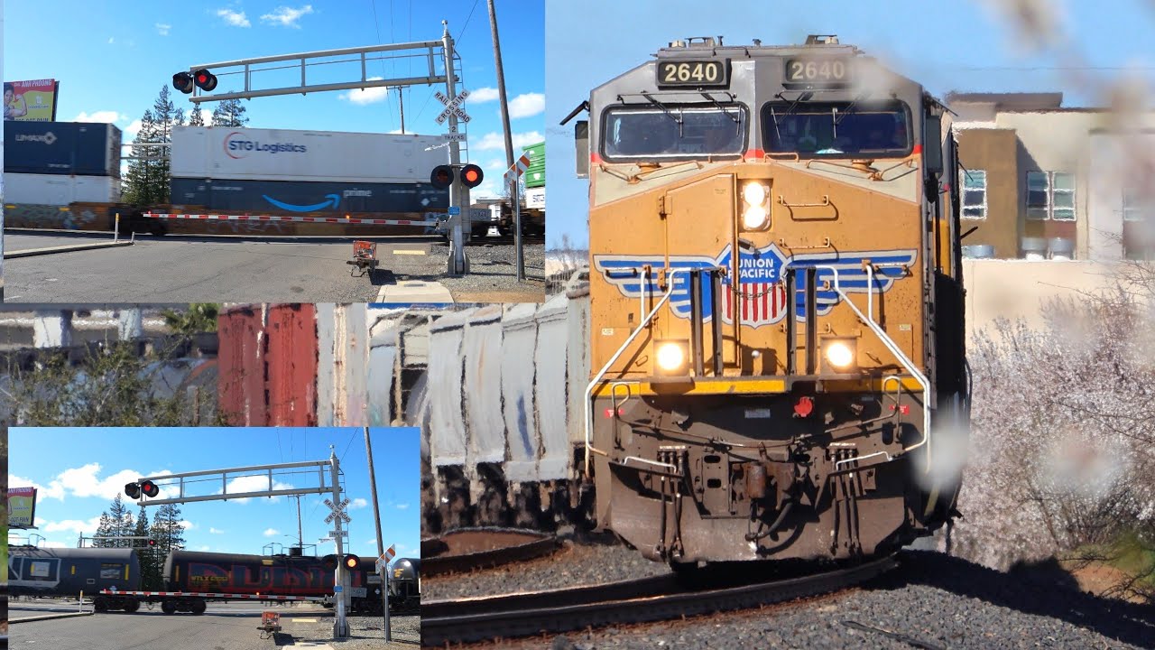 UP 5543 Z-Train North & UP 2640 Manifest South Meet | 14th Ave. Railroad Crossing, Sacramento CA