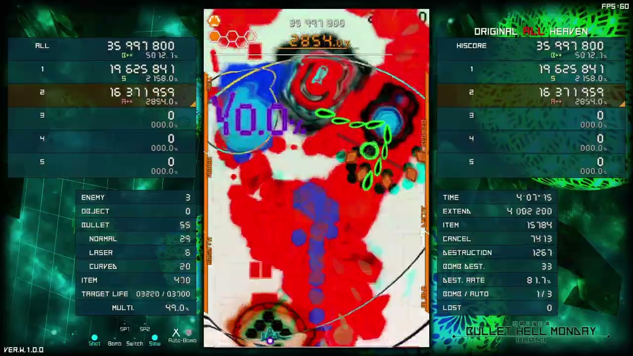 [PC] Bullet Hell Monday Black - Original ALL Heaven 1cc Lock/Shield (S Rank)