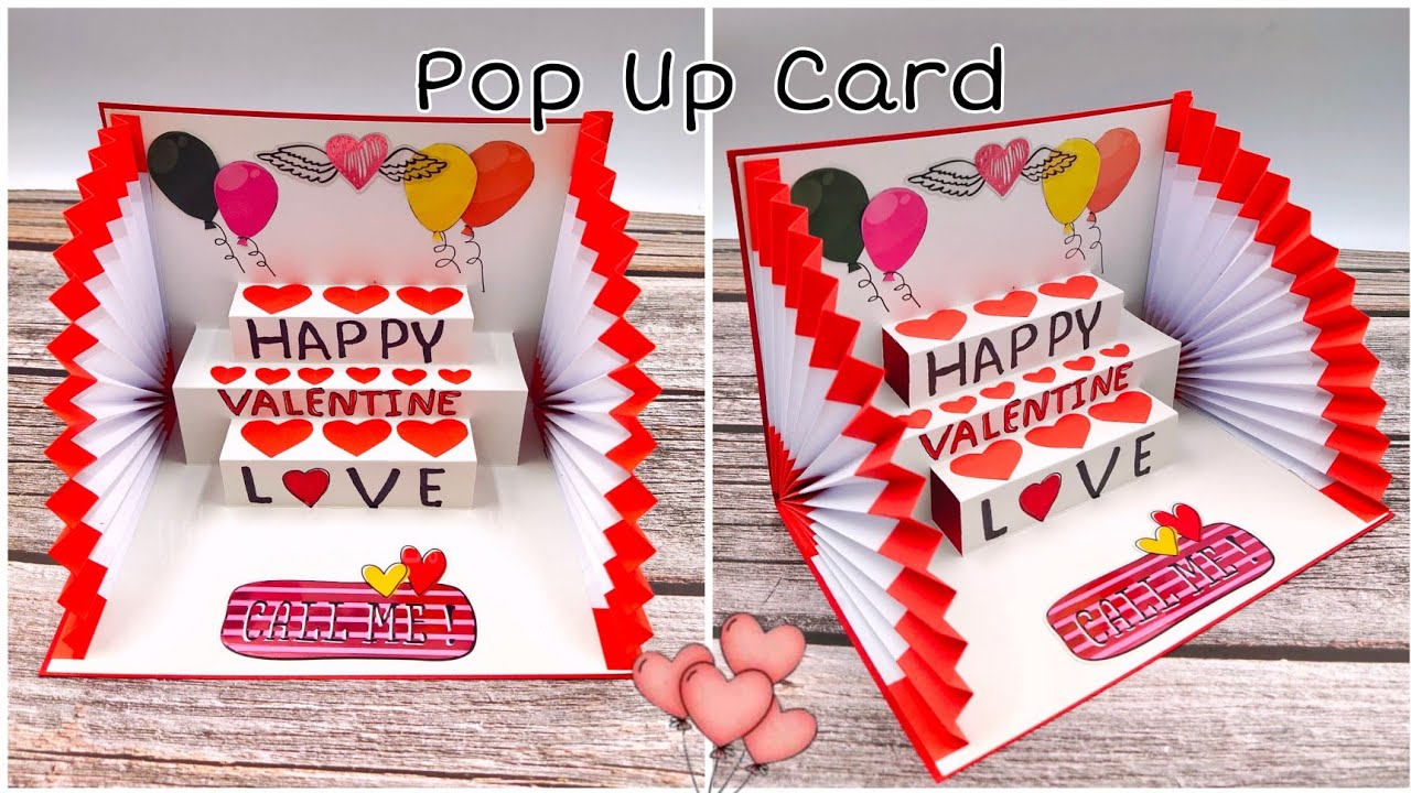 DIY Valentine's Day Card Handmade/Pop Up Card/การ์ดป๊อปอัพวันวาเลนไทน์/แม่เนย น้องพอสDIY