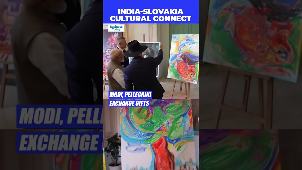 PM Modi, Slovak President Visit Cultural Art Exhibition, Exchange Gifts