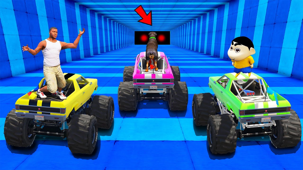 SHINCHAN AND FRANKLIN TRIED THE IMPOSSIBLE LONGEST BARREL BLAST TUNNEL PARKOUR CHALLENGE GTA 5